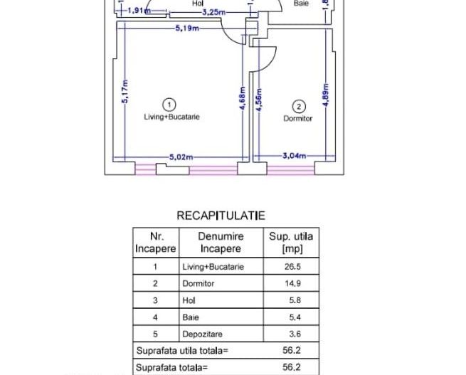 Apartament 2 Camere Premium | Pipera | Mobilat Lux | Terasă - Schiță 7
