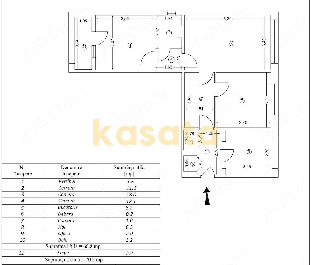 3 camere cu potențial deosebit - Bd. Theodor Pallady - Schiță 1