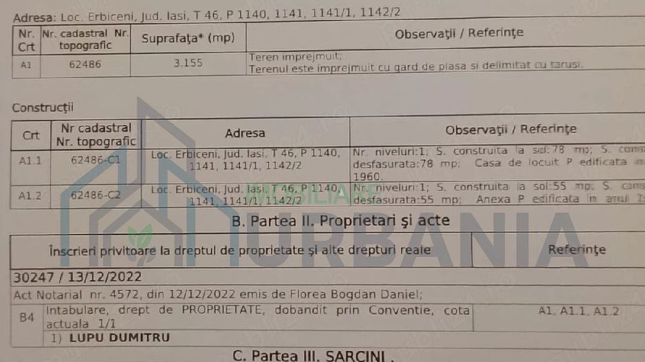 Teren intravilan intabulat cu casă bătrânească, Erbiceni, Iași - Poză 4