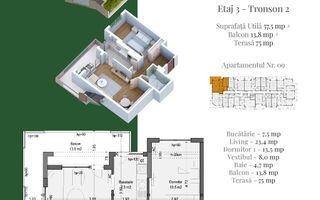 Apartament 2 camere cu Rooftop Privat Theodor Pallady - Schiță 2