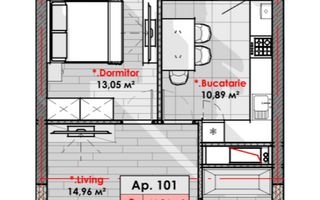 Vânzare, apartament, 2 camere, str. Calea Moșilor, Râșcani - Schiță 2