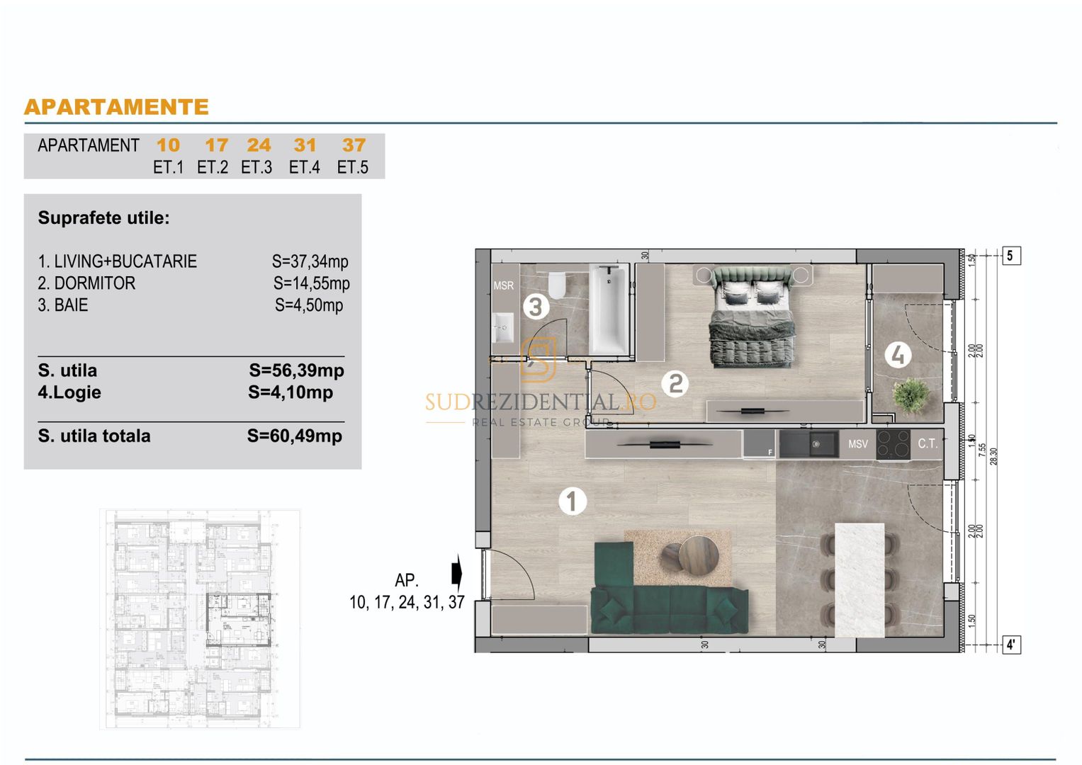 Apartament 2 camere si balcon,zona ideala in Sector 4-Bd Brancoveanu - Schiță 6
