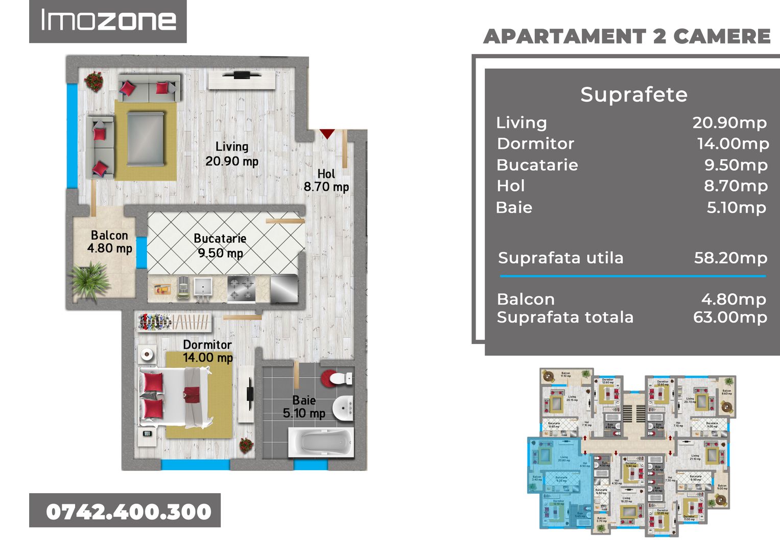 Apartament 2 camere, 63 mp, etaj 1 din 3, Militari - Pacii - OMV Iuliu Maniu - Schiță 7