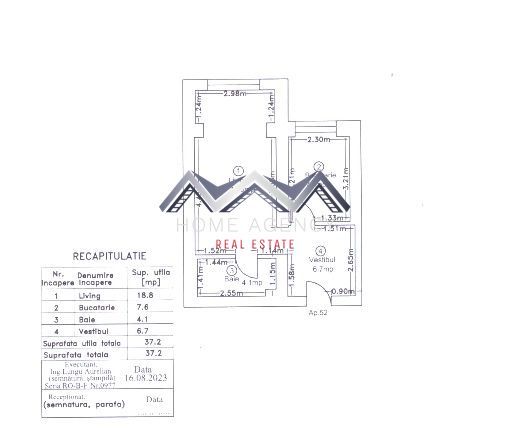 Garsonieră de vânzare Pipera | 37,2 mp | Etaj 5 | Mobilată și utilată complet - Schiță 11