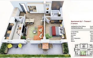 Vânzare, apartament, 2 camere, Brașov - Schiță 11