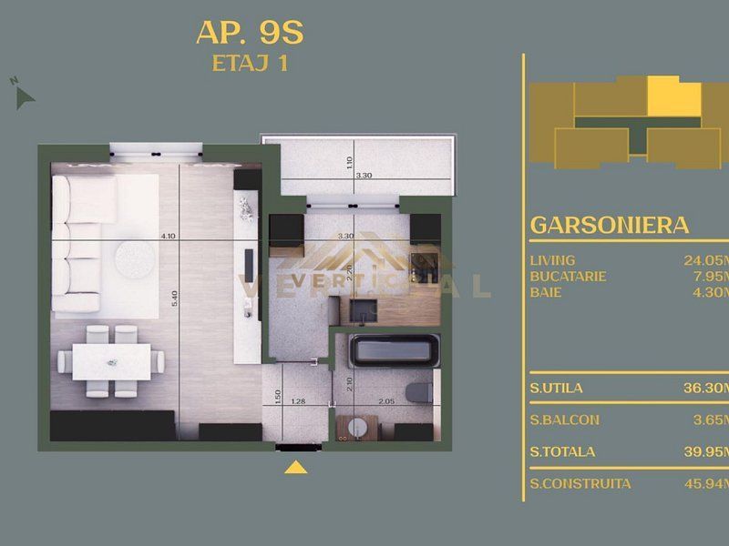 Garsoniera, bloc nou, Vidra - Poză 1