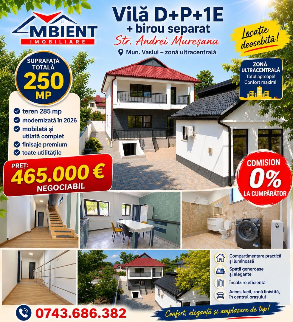 VILĂ D+P+1E, renovată și mobilată, VASLUI - zona Andrei Mureșanu; - Poză 1