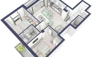 Apartament 3 camere | Balcoane 15.1 mp | Etaj 2 | Turnisor - Poză 3