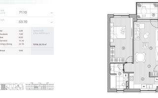 Apartament 2 cam // Complex rezidential // 71.10mp // Padurea Baneasa // Pipera - Schiță 6
