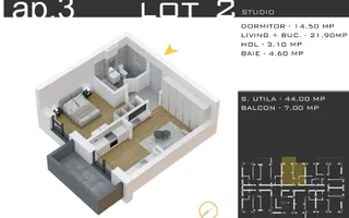 2 camere tip studio 51mp - Zona Pallady - Comision 0%, metrou Teclu - Schiță 11