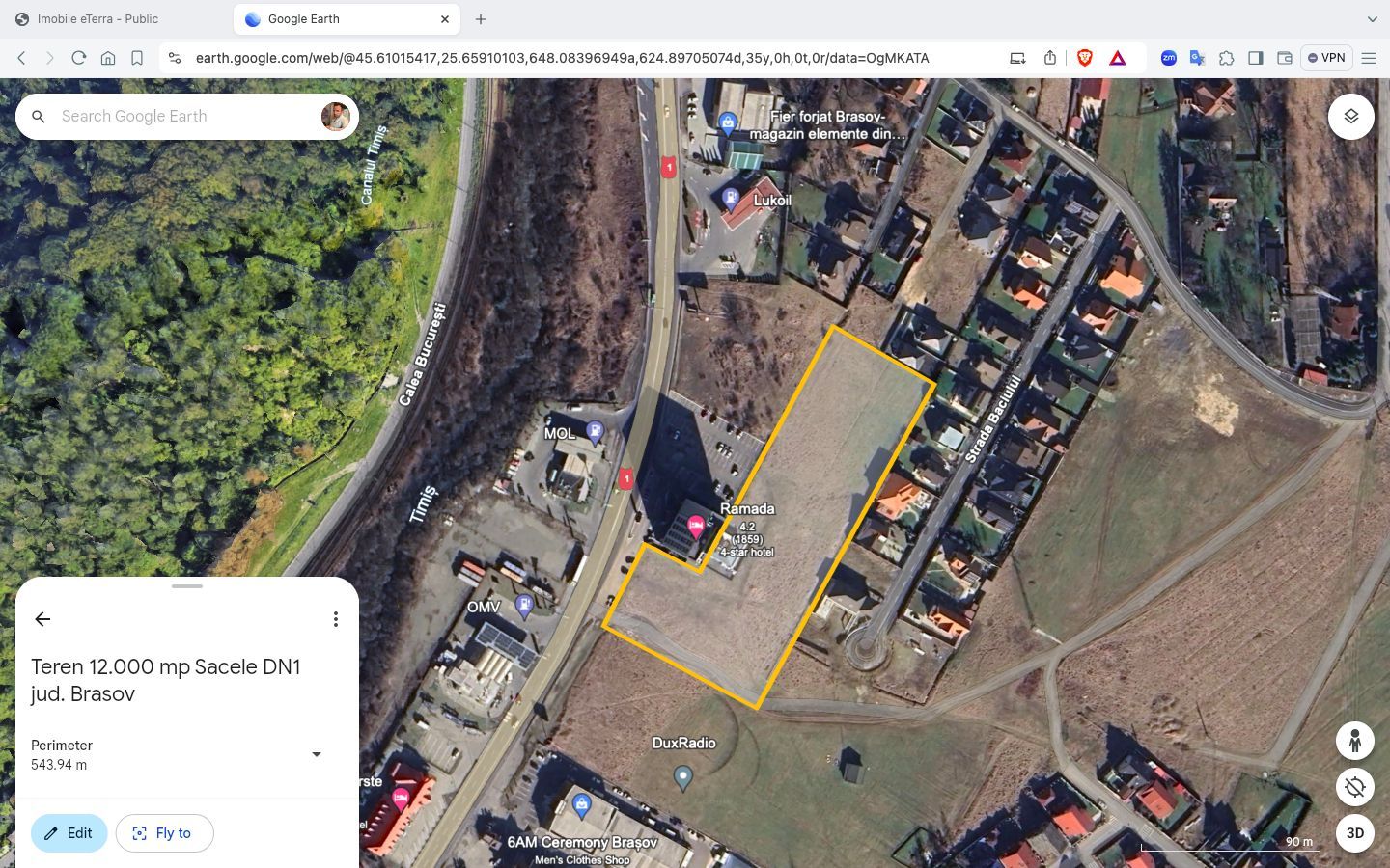 Teren intravilan 12.000 mp Sacele 50 m deschidere la DN1 Hotel Ramada - Poză 1