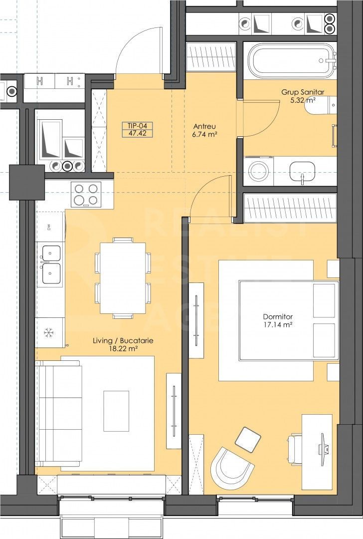 Vânzare, apartament, 2 camere, bd. Renaşterii Naţionale, Râșcani - Schiță 2