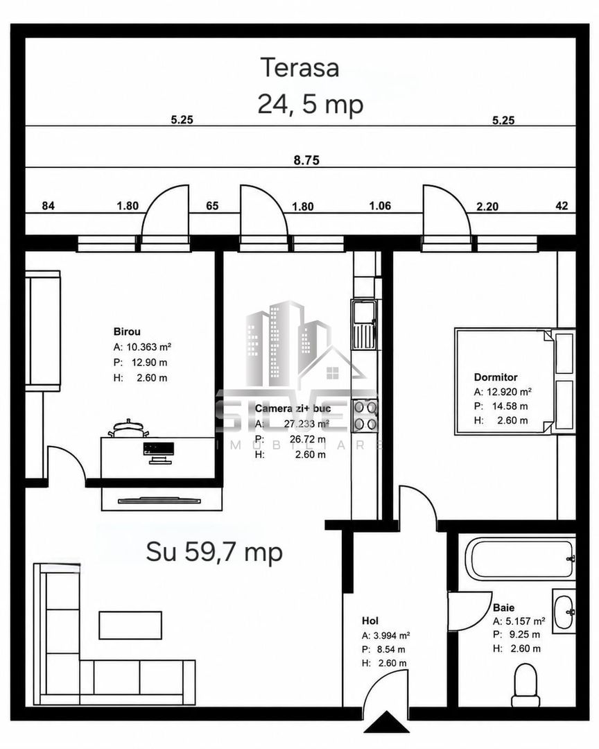 Apartamente cu 3 camere/60-63mp/TERASE 24-52mp/IMOBIL NZEB/TVA INCLUS. - Poză 4