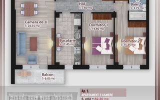 Ap. 3 Camere 88mp Pallady | Comision 0% | Dezvoltator - Schiță 14