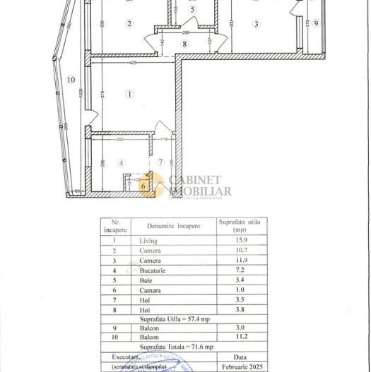 3 Camere – 72MP | Creditabil | 5/8 | Balcon Mare | Crangasi - Schiță 17