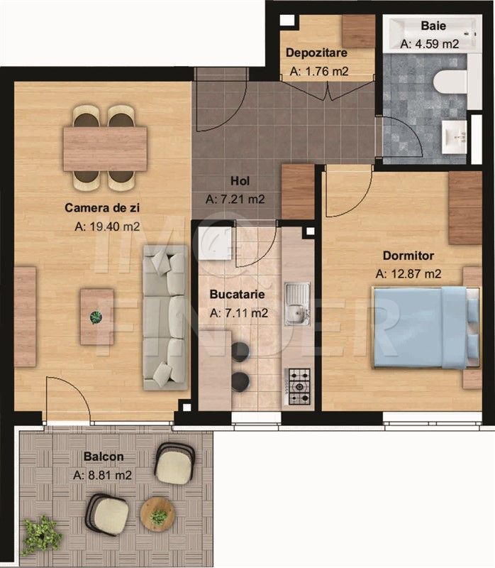 Apartament 2 camere, Buna Ziua, etaj 1, decomandat, CF - Poză 2