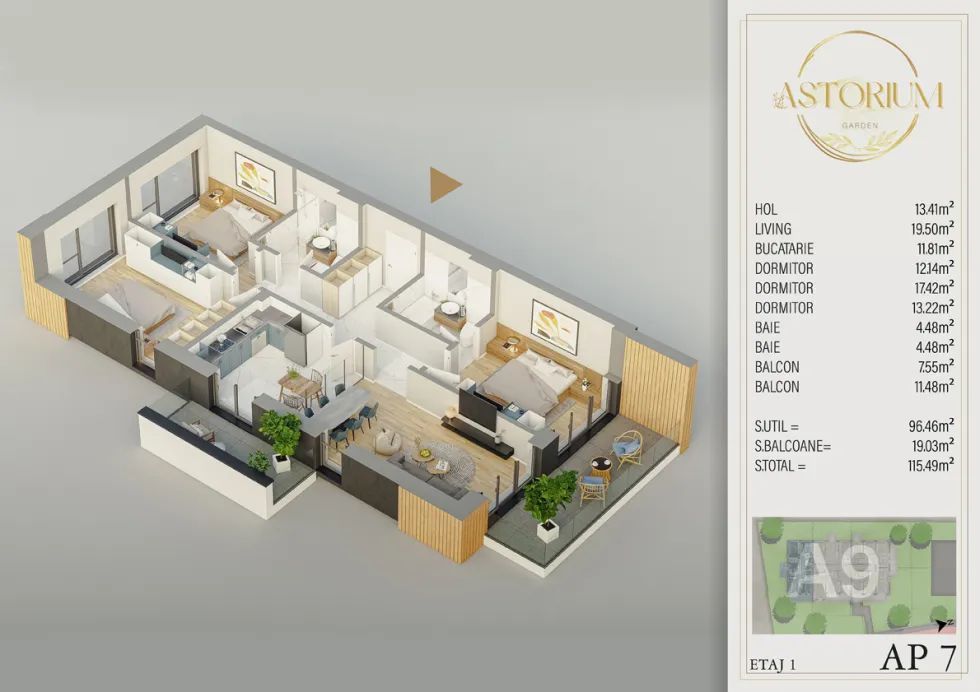 Apartament de vanzare cu 4 camere Astorium Garden - Poză 2