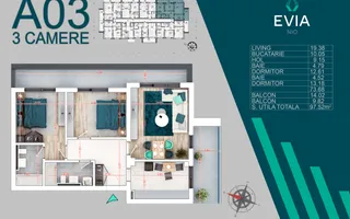 Apartament 3 Camere Decomandat Comision 0 Pallady, metrou Teclu - Schiță 12
