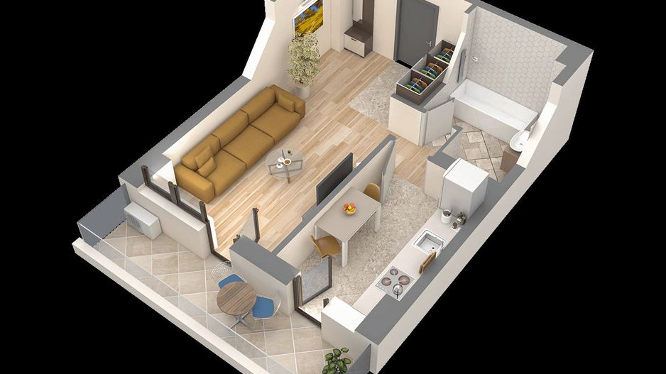 Apartament 1 camera +loc parcare intabulat Unirea Towers 111000 euro - Poză 5