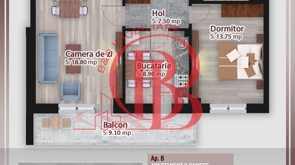 2 camere decomandat -Oferta lansare proiect Theodor Pallady - Schiță 1