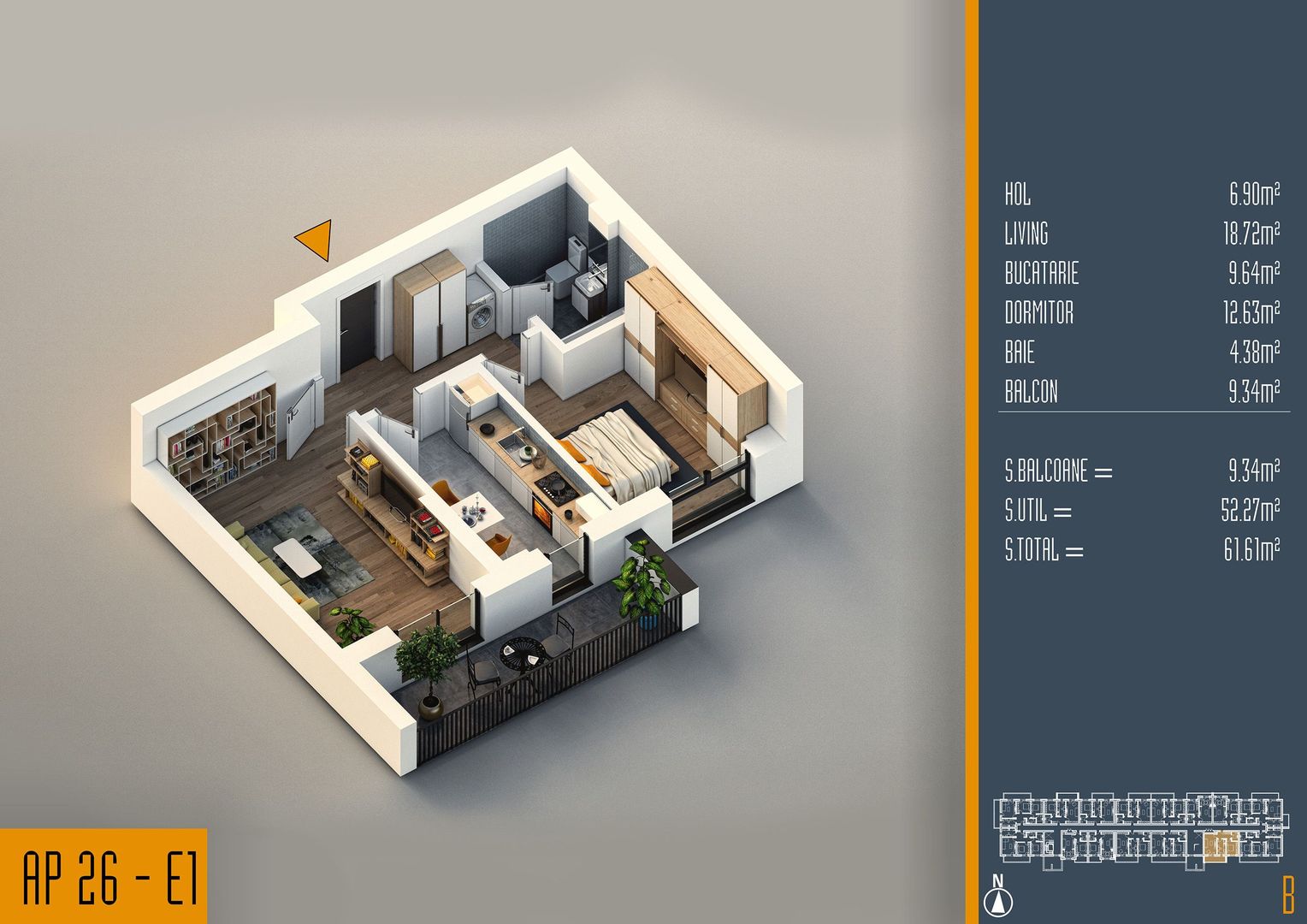 Oferta Lansare 2 camere proiect nou Pallady - Schiță 1