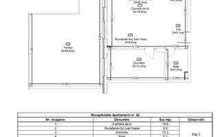 Apartament de vanzare 56mp si terasa 46mp Zona Marasti - Schiță 1