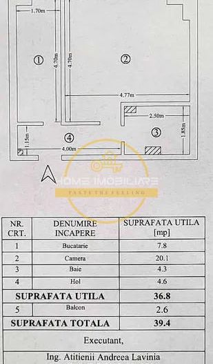 Etaj 6/Apartament 1Camera/Decomandat - Poză 3