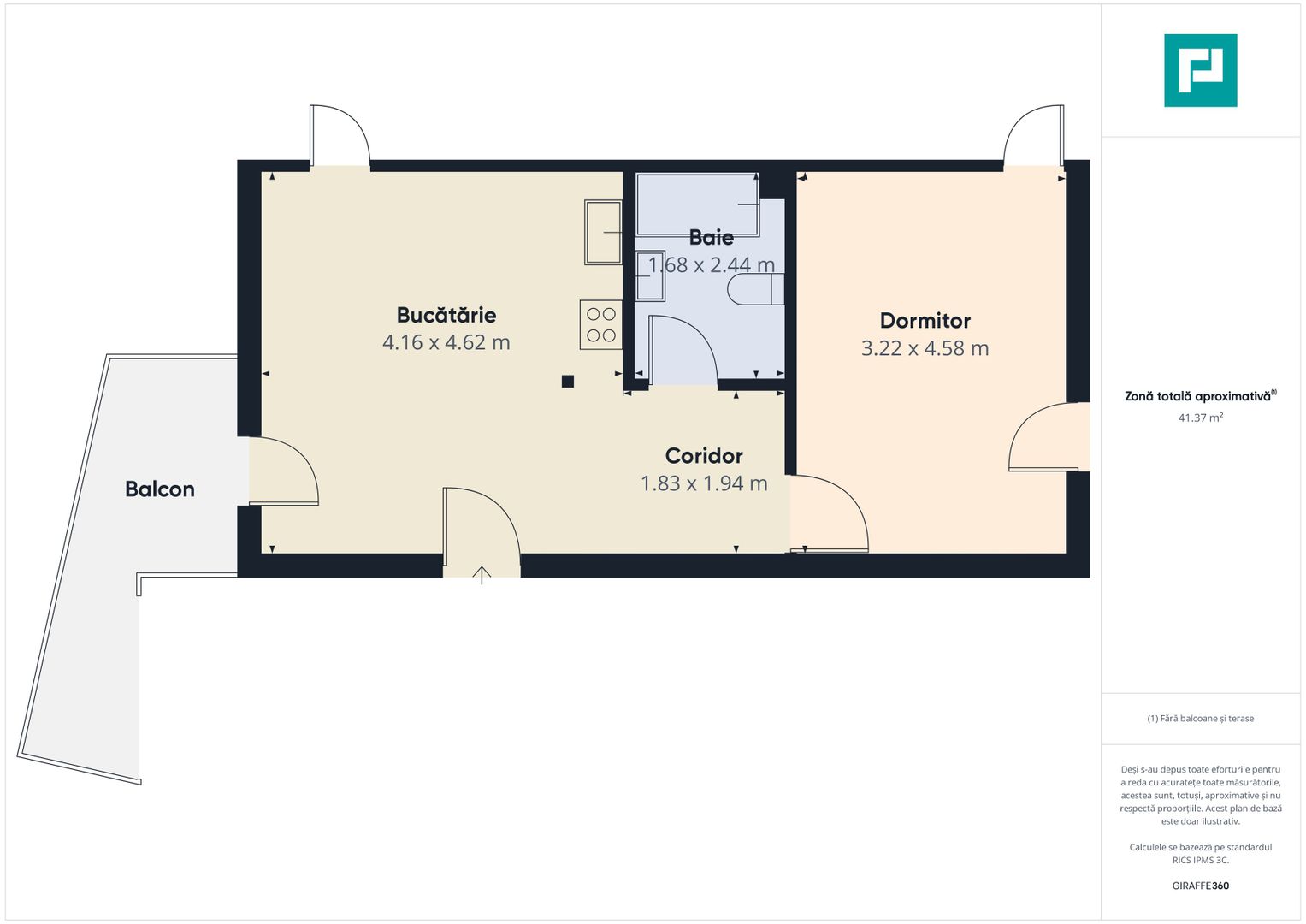 Apartament cu 1 dormitor în zona Cetății, bloc nou - Poză 14