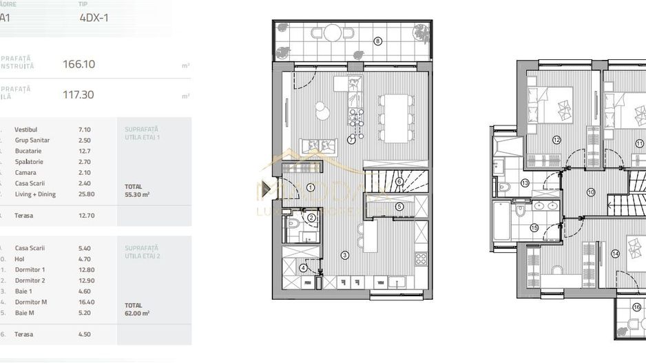 Duplex 4 cam // Ansamblu rezidential // 166mp // Padurea Baneasa // Pipera - Schiță 6
