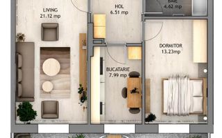 Apartament 2 camere decomandat, cu balcon 12 mp si parcare - Poză 1