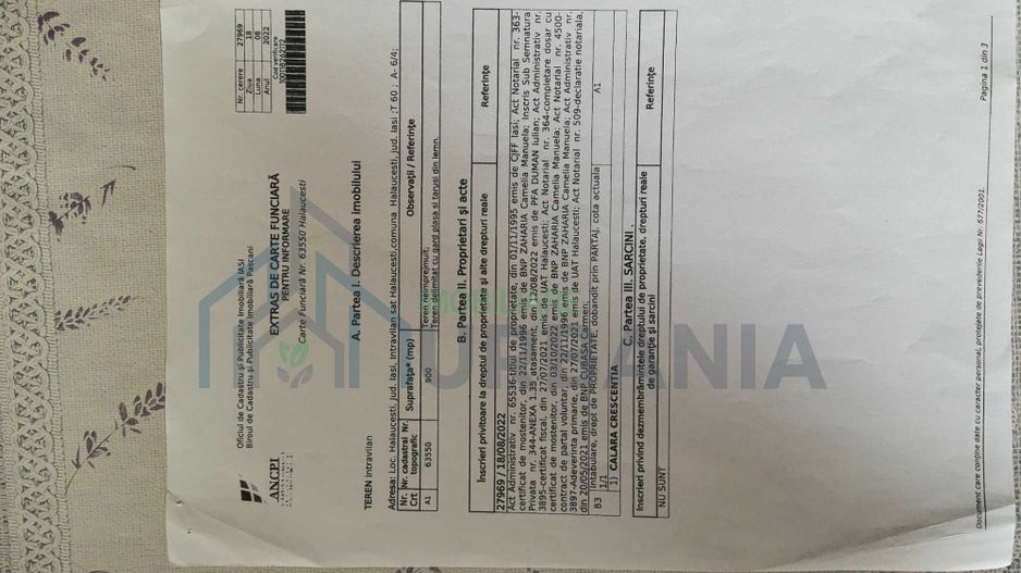 Teren intravilan de vanzare, 900 mp, sat Halaucesti, comuna Halaucesti, judetul Iasi - Poză 1