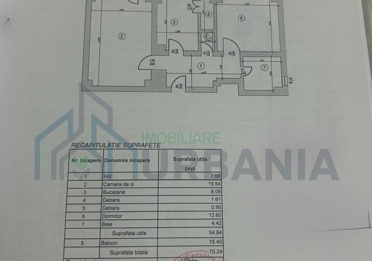 Apartament 2 camere, 70 mp total, renovat, centrală, etaj 1 – Pașcani Central - Poză 2