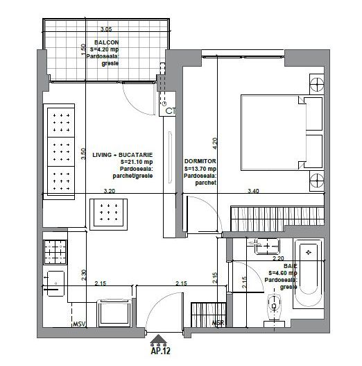 FINALIZAT 2 camere Bloc boutique Mosilor-Eminescu - Schiță 6