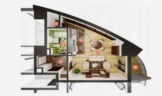 Apartament tip studio 45mp ,balcon, semifinisat,  West Tower ,zona Manastur - Poză 2