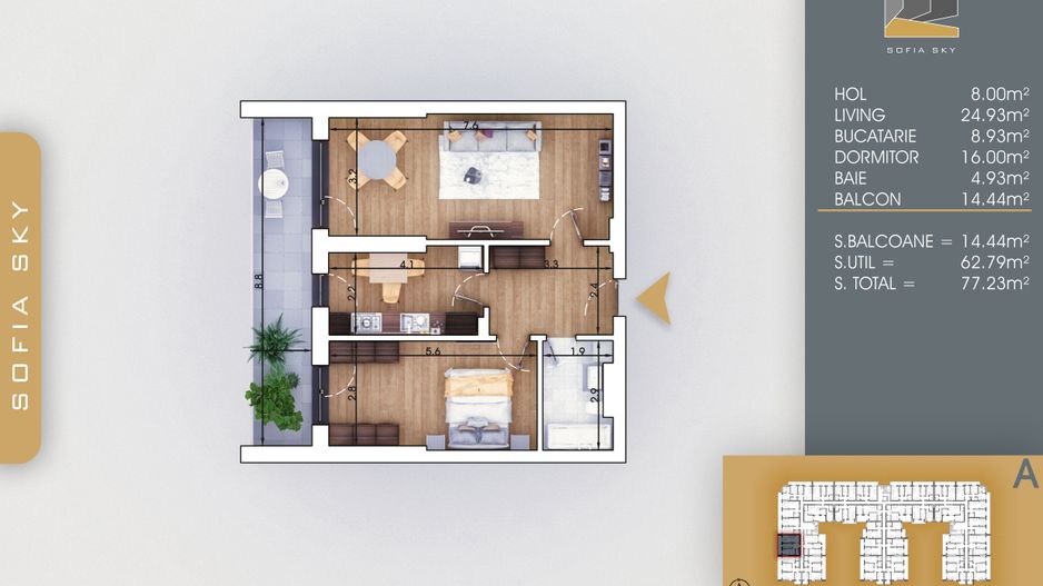 2 camere decomandat spatios  7 minute Metrou N. Teclu - Schiță 8