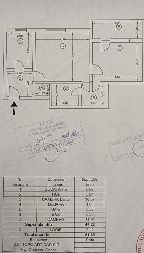 Apartament 2 camere-SD-et.1- 53mp-Central - Poză 5