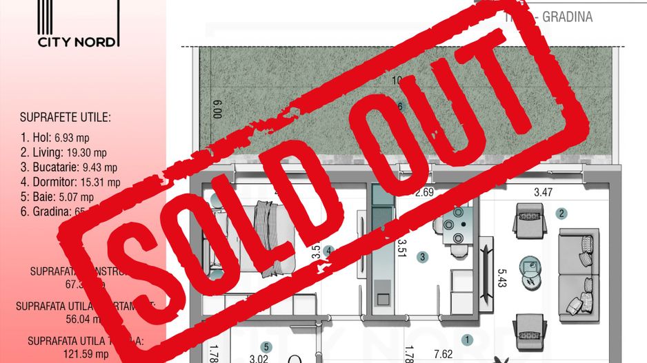 Apartament 2 camere – 56 mp utili + Grădină 65 mp (Parter/3) - Poză 1