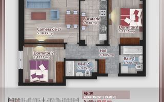 3 camere parcare bonus  -oferta lansare proiect Pallady - Schiță 7