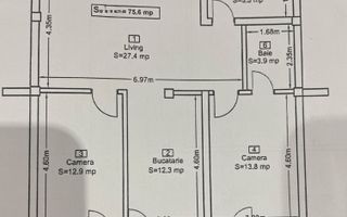 Apartament ultrafinisat cu 3 camere in zona Lidl - Schiță 10