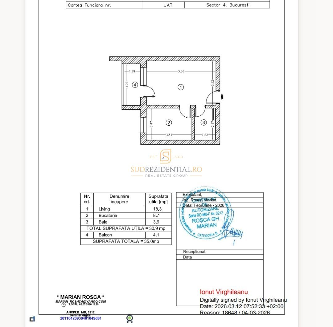 Garsonieră de vanzare, prima închiriere, Cavar Postalionului, Sector 4 - Schiță 8