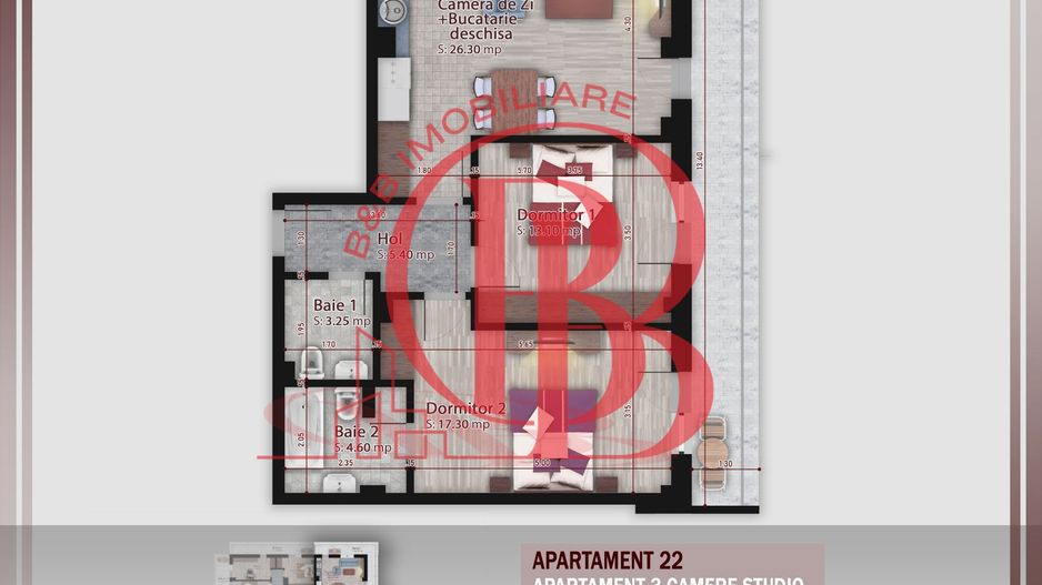 3 camere -proiect nou- Metrou Nicolae Teclu - Schiță 10