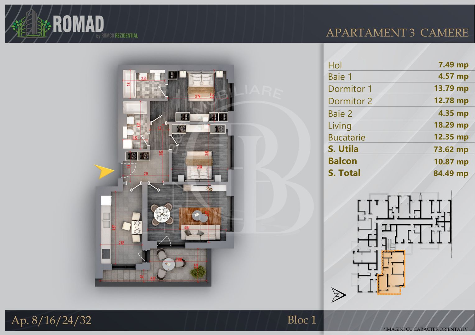 Apartament 3 camere Premium Pallady-Sector 3 - Schiță 12