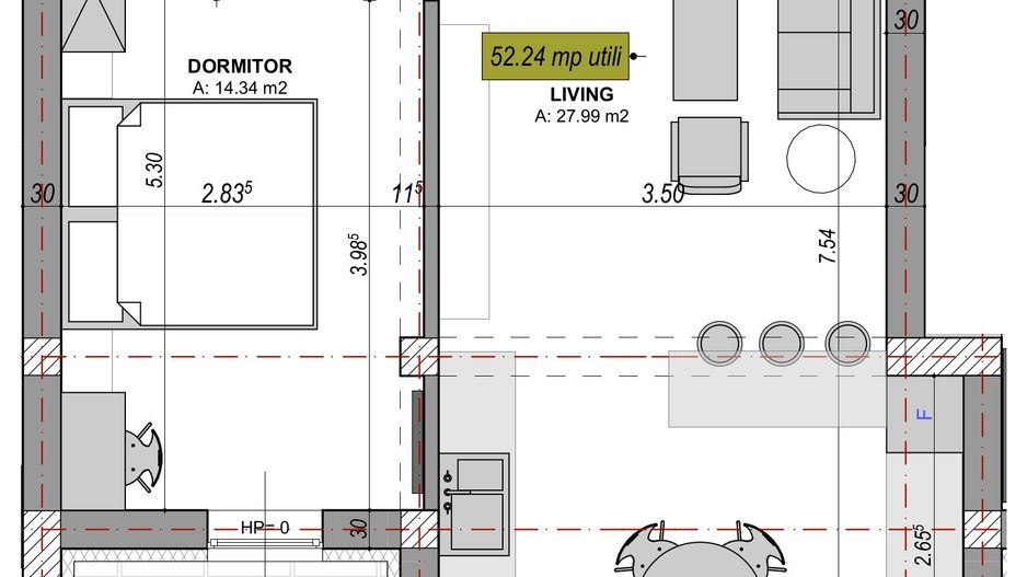 Apartament cu 2 camere, mobilat complet, terasă 10.42 - întabulat - Poză 11
