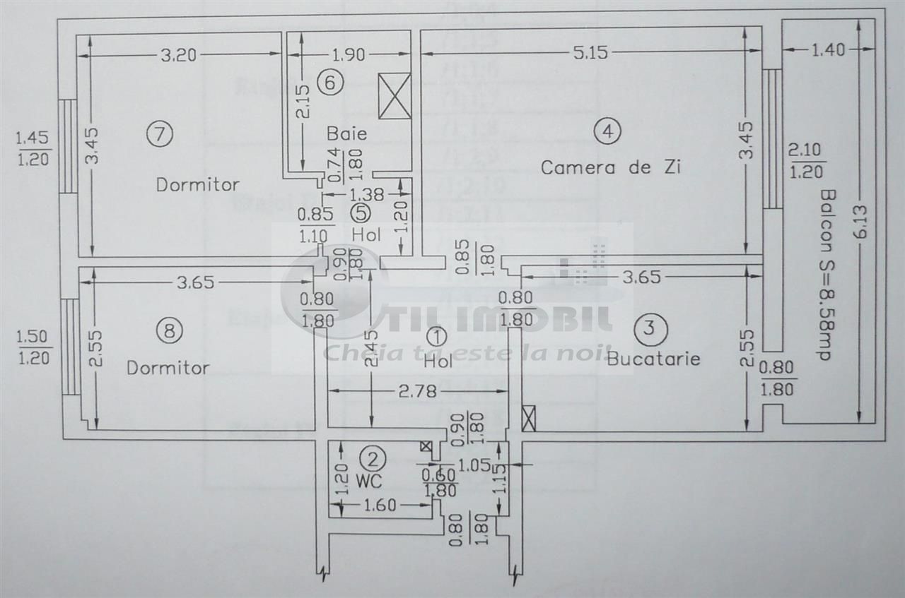 Apartament 3 camere complet renovat și mobilat, 72 mp, cartier Dacia - Schiță 17