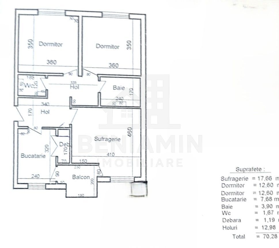 3 camere decomandat-73MP- Centrala Termica-Aer Conditionat-Mcdonalds - Schiță 11