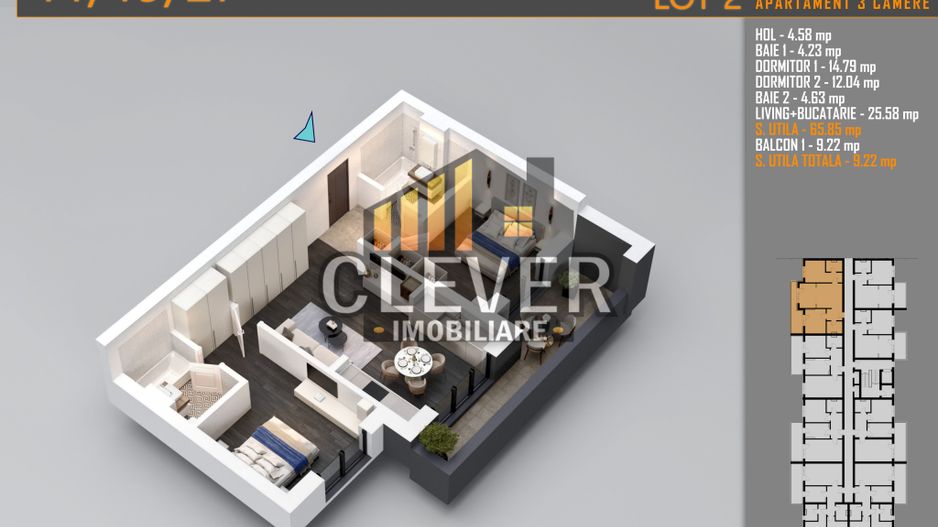 Apartament 3 Camere Pallady, metrou Nicolae Teclu Comision 0% - Schiță 8