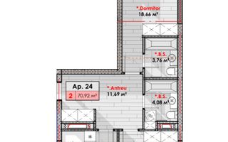 Vânzare, apartament, 2 camere, str. Tudor Vladimirescu, Râșcani - Schiță 2