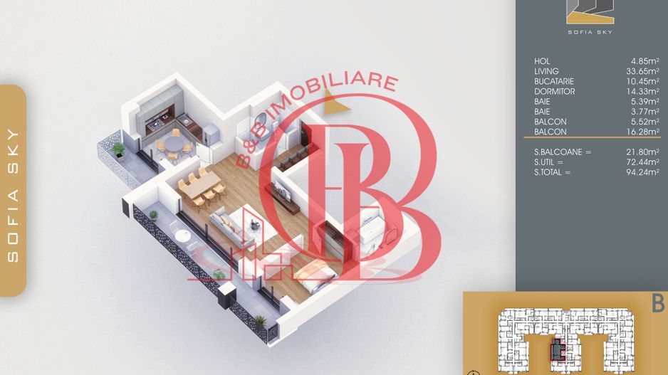 2 camere cu 2 bai Bloc Finalizat Theodor Pallady 7min Metrou - Schiță 3