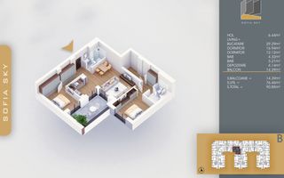 3 camere cu dormitor matrimonial si dressing 7 min M Nicolae Teclu Titan Pallady - Schiță 7