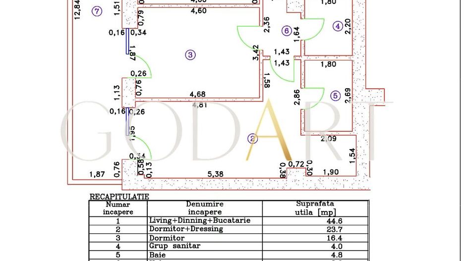 Apartament exclusivist | 3 camere | 121.8 mp | Cortina 126 - Poză 16